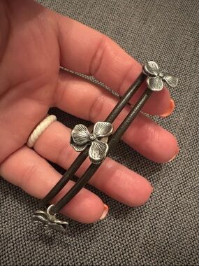 Fossil Silver Flower Double‑Band Bracelet